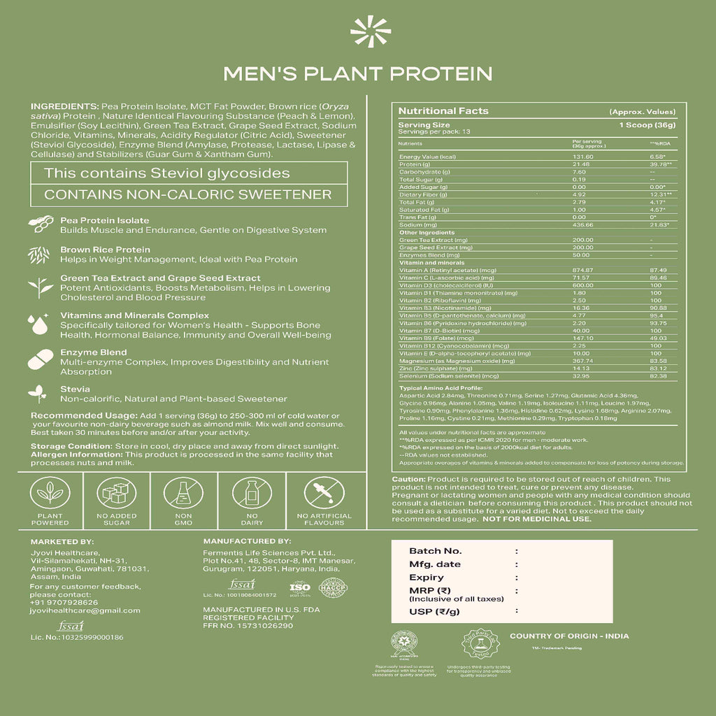Plant Protein for Men- Peach Cooler (Sachets x 7)