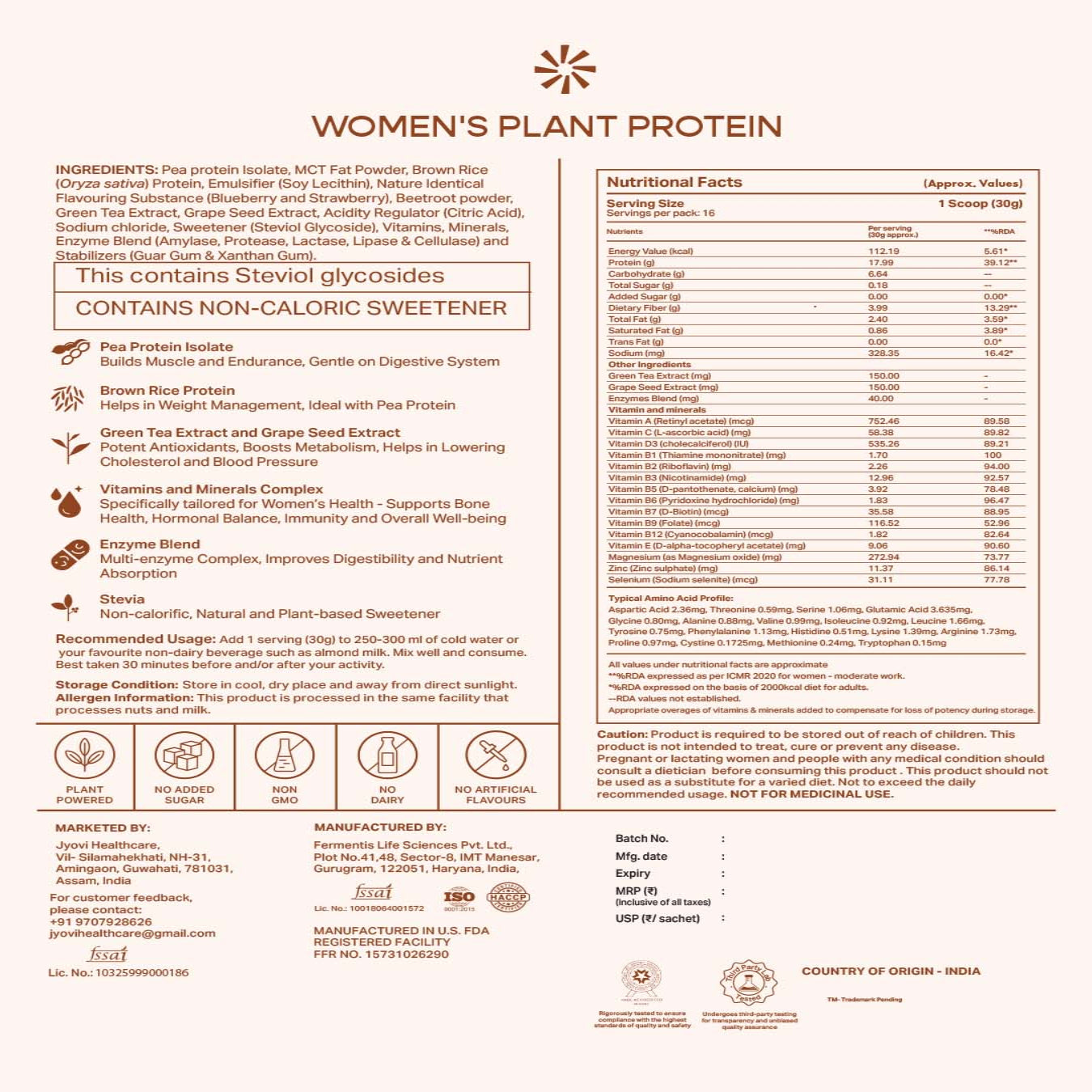 Plant Protein for Women- Mixed Berries (Sachets x 7)