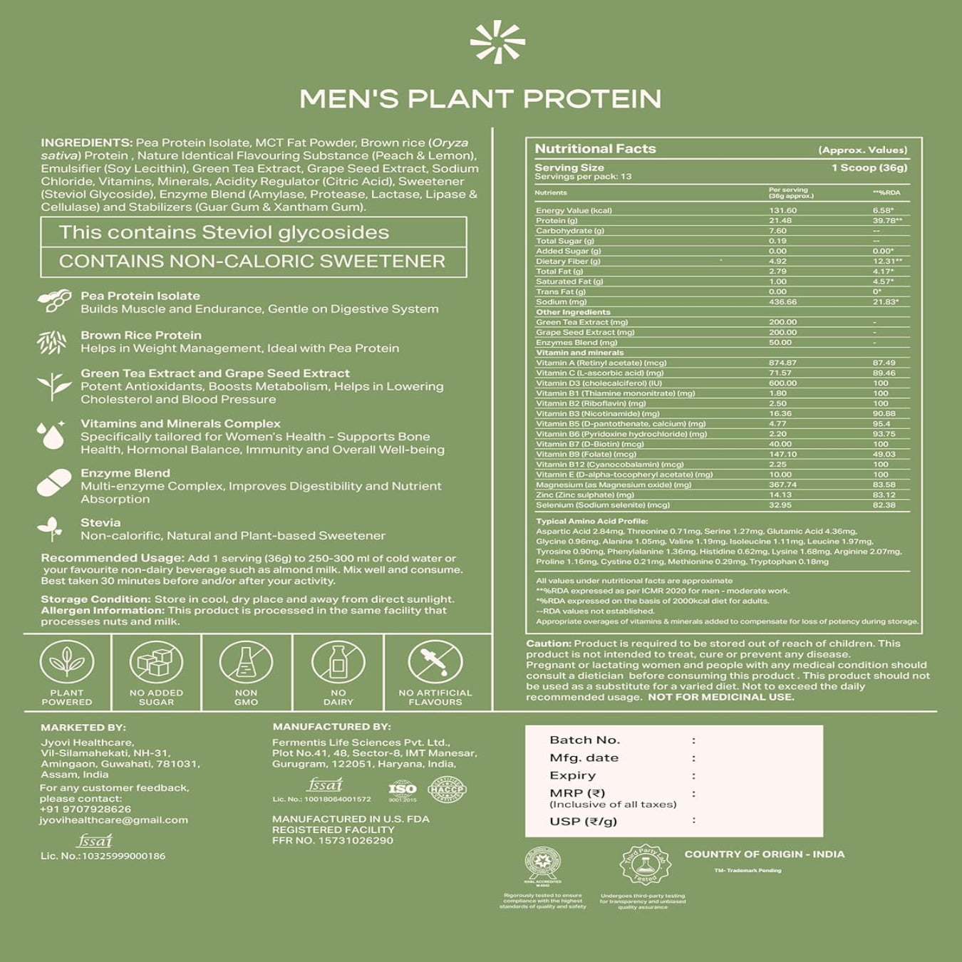 Plant Protein for Men- Peach Cooler (500g)