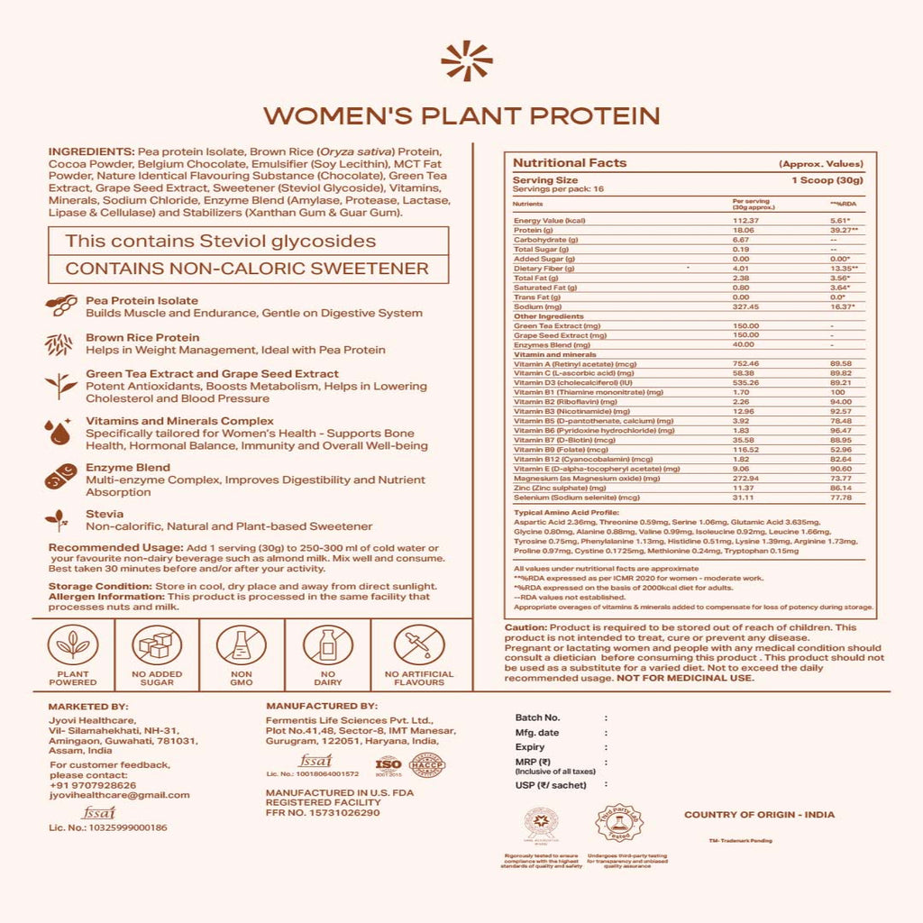 Plant Protein for Women- Dark Chocolate (Sachets x 7)