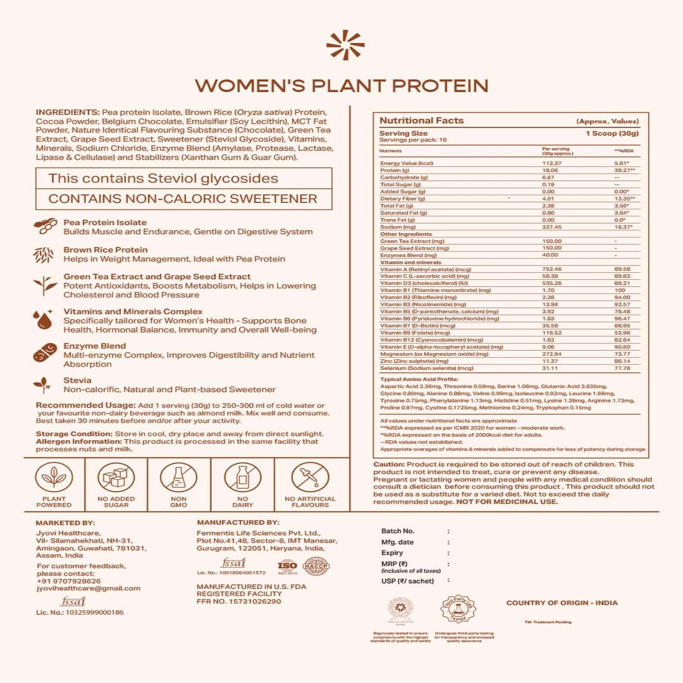 Plant Protein for Women-Dark Chocolate (500g)