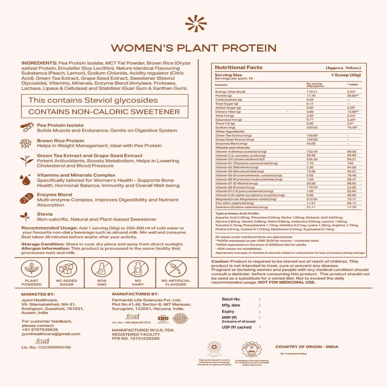 Plant Protein for Women- Peach Cooler (500g)
